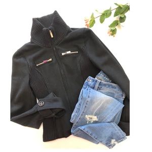 {Bebe} Ribbed Black Sweater Coat